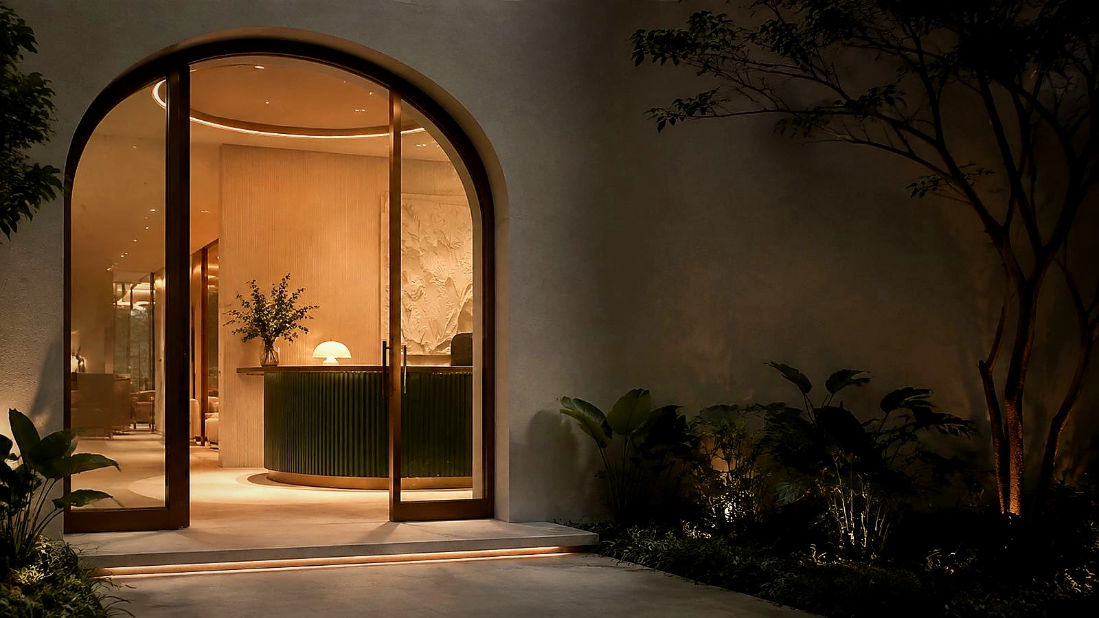 Cédar Dentistry entrance at night